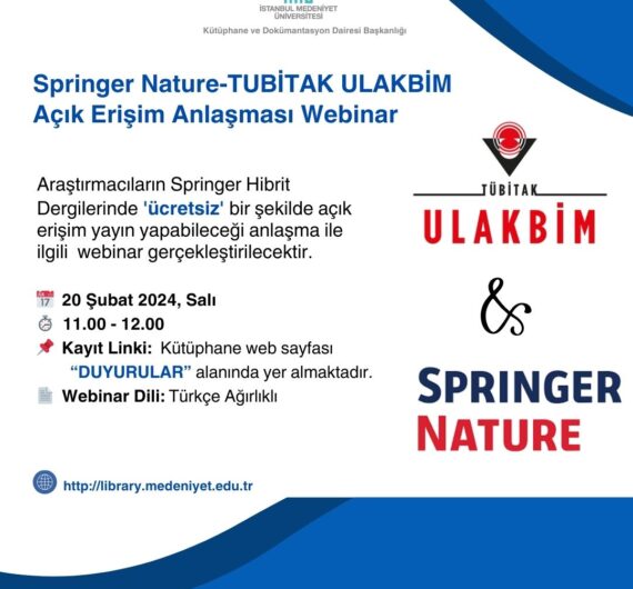 Springer Nature-TUBİTAK ULAKBİM-Açık Erişim Anlaşması-Webinar
