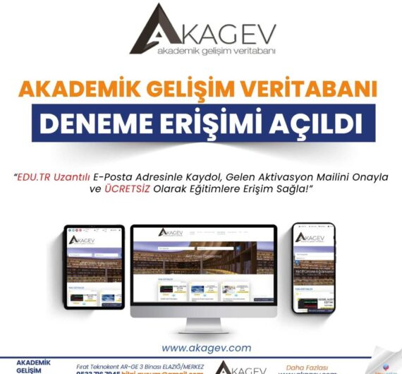 AKAGEV Online Eğitim Veritabanı 11 Kasım 2024 Tarihine Dek Deneme Erişimine Açılmıştır