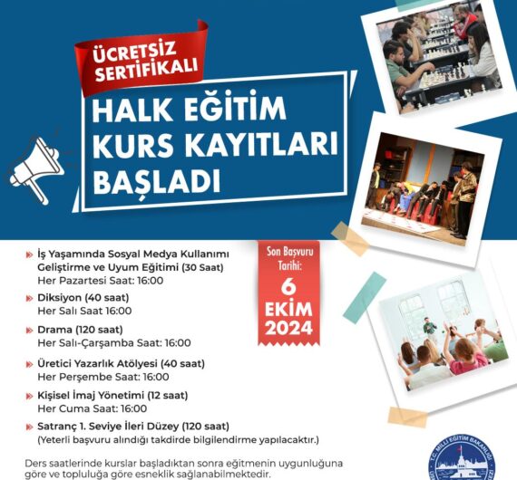 Halk Eğitim Kurs Kayıtları Başladı