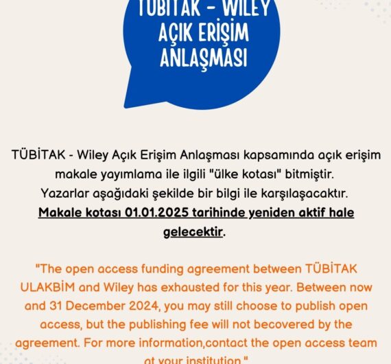 TÜBİTAK- WILEY Açık Erişim Anlaşması Hakkında