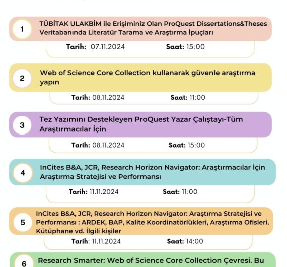 Clarivate 2024 Kasım Ayı Webinarları