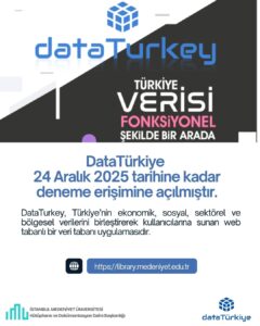 DataTürkiye Veritabanı Deneme Erişimine Açılmıştır.
