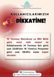 15 Temmuz – Kütüphane Kullanımı