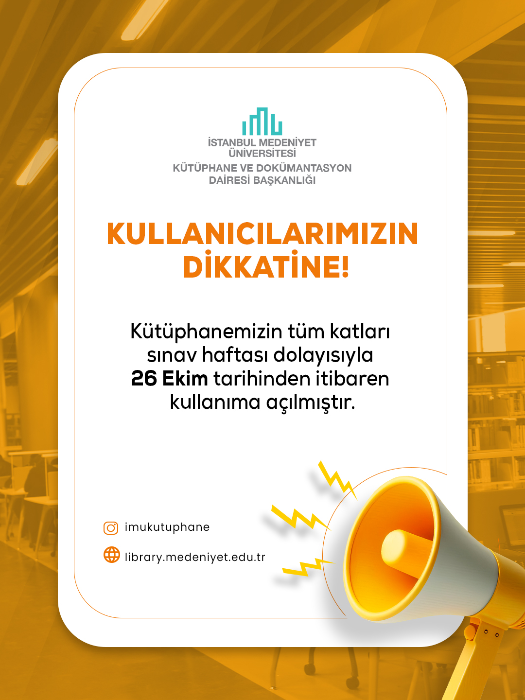 Sınav Haftası Kütüphane Çalışma Alanları